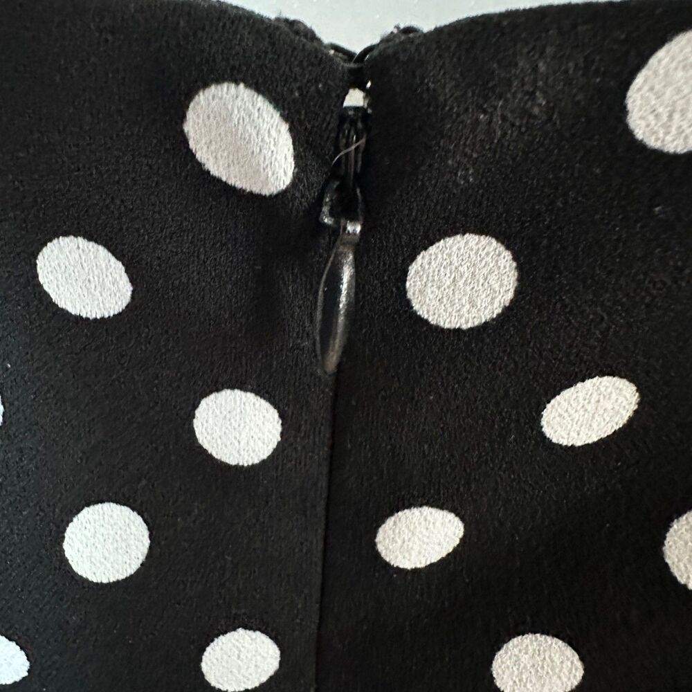 Shelby and Palmer Black White Polka Dot Dress Size 12 Flutter Sleeve Sheath - Picture 7 of 7